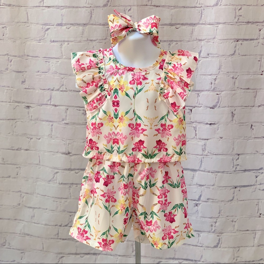 Boutique Girls 3pc Floral Outfit